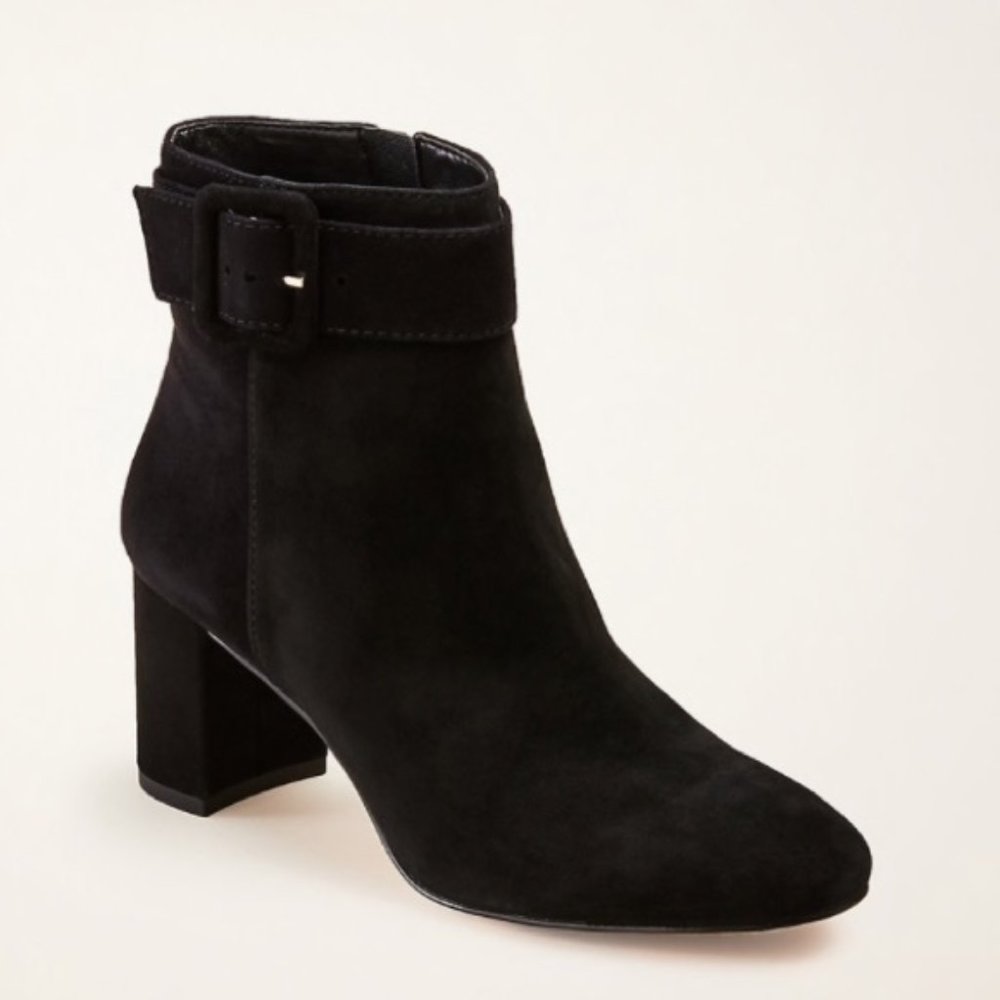 Ann Taylor Nettie Buckle Heeled Suede Boot bootie 510908